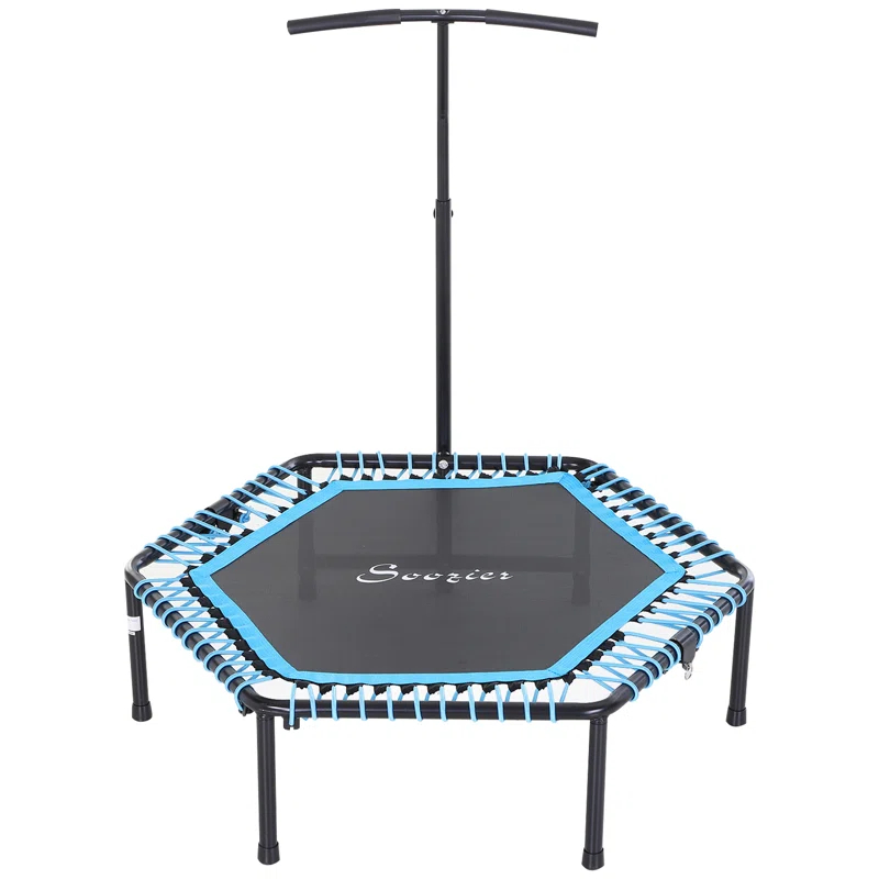 Soozier Soozier 4' Foldable Hexagon Indoor Fitness Trampoline with Handlebar