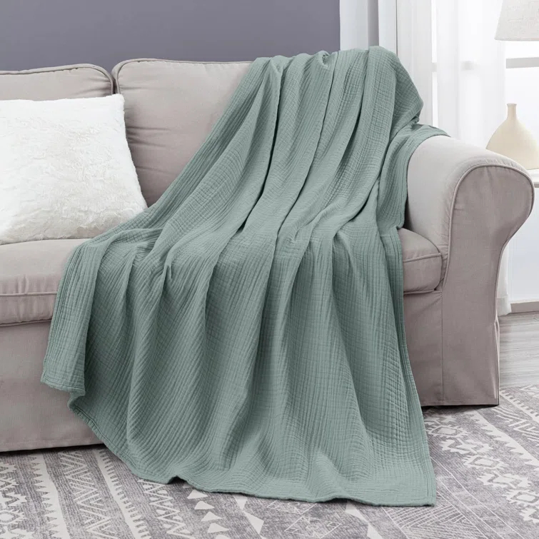 Chezmoi Collection Airy Lightweight 4 Layer Cotton Muslin Blanket