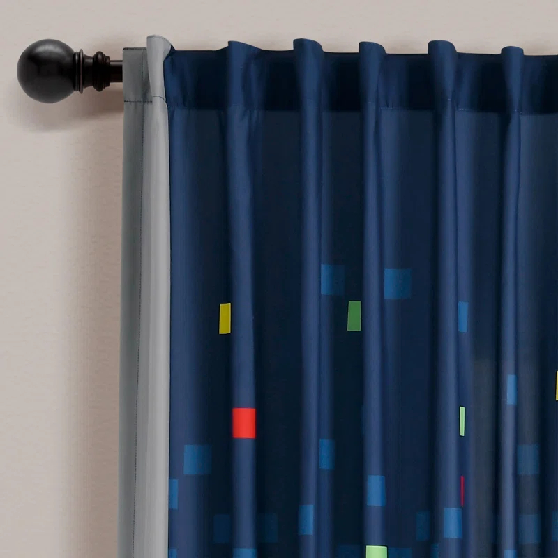 Lush Decor Video Games Window Curtain Panels Navy/Multi 52X84 Set (Set of 2)