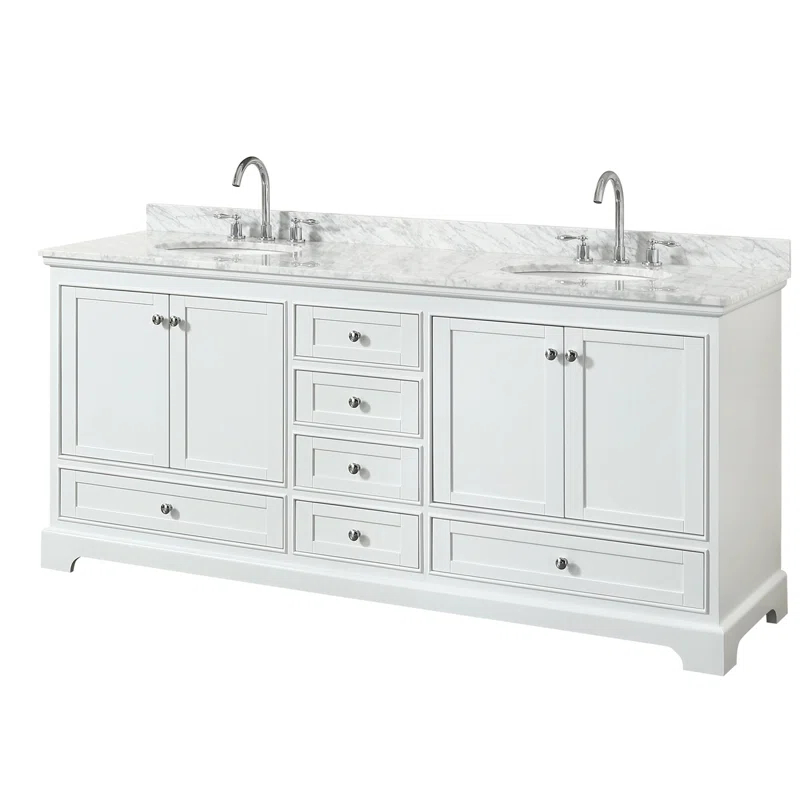 Deborah 80'' Double Bathroom Vanity with Marble Top