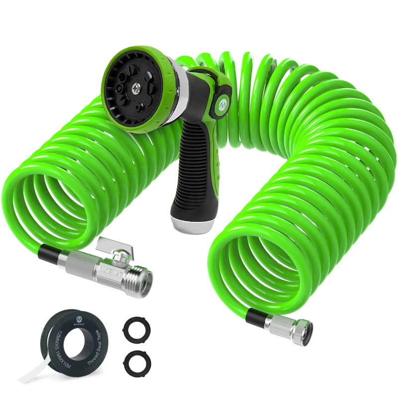 Morvat Morvat Recoil Garden Hose with ON/OFF Valve & 10-Way Spray Nozzle