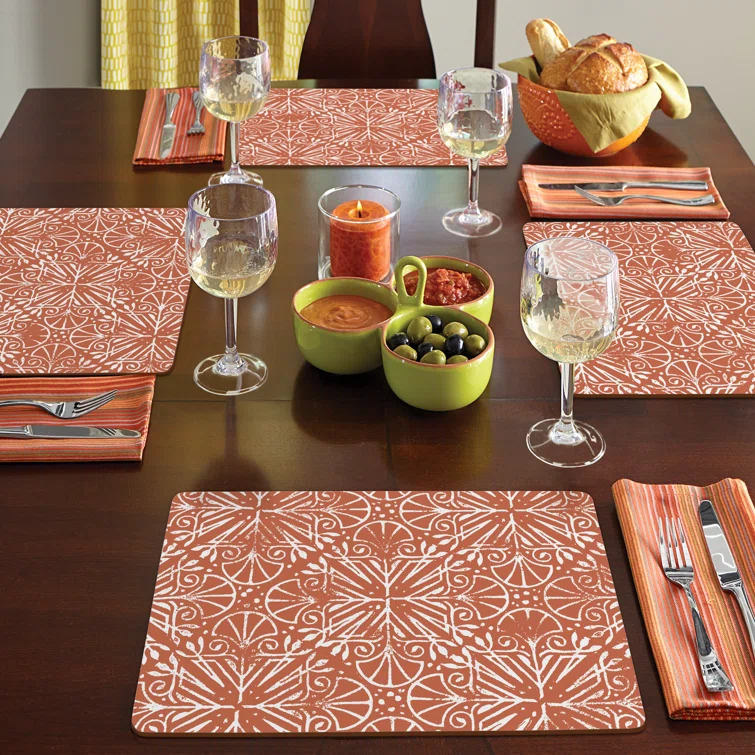 CounterArt Mohave Southwest Decorative Hardboard Placemats with Protective Cork Backing 4 Pack (Set of 4)