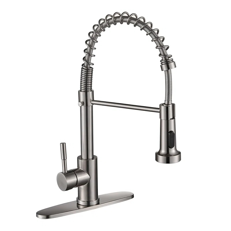 Fairub MAMCPM Brushed Nickel Kitchen Faucet With Pull Down Sprayer, Stainless Steel Kitchen Sink Faucets