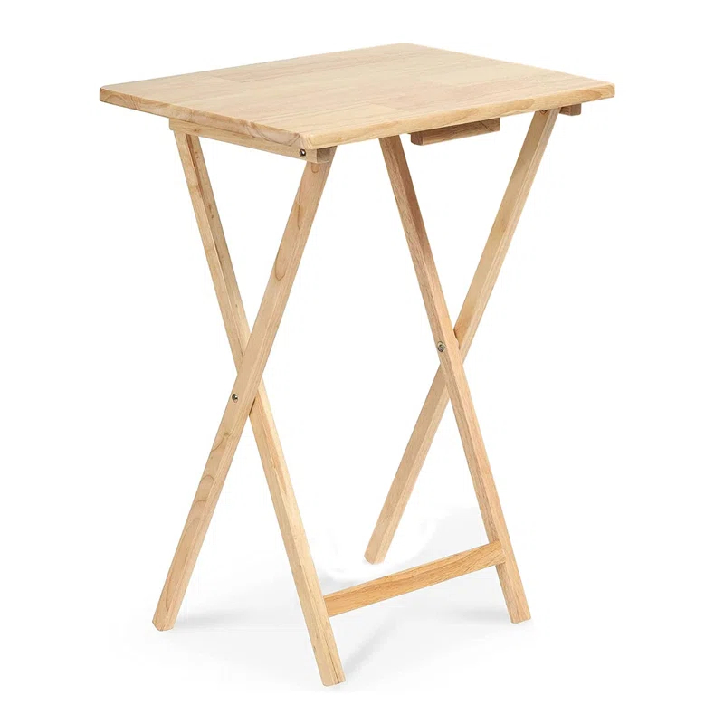 PJ Wood 19.09'' Solid Wood Rectangular Portable Folding Table (Set of 2)