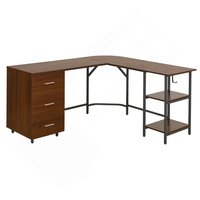 17 Stories Techni Mobili L-Shape Home Office Two-Tone Desk With Storage