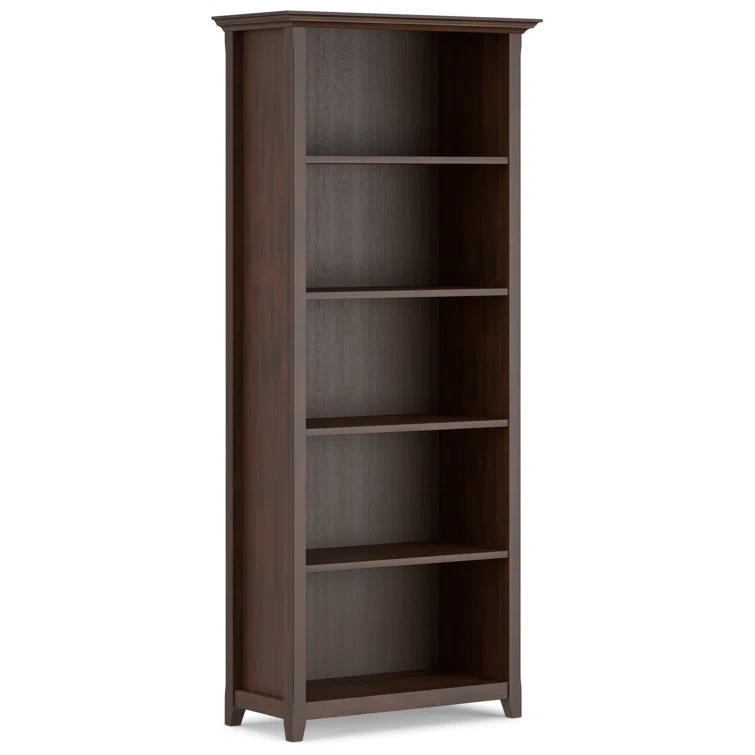 Simpli Home Amherst 30"W Solid Wood 5 Shelf Bookcase with Adjustable Shelves
