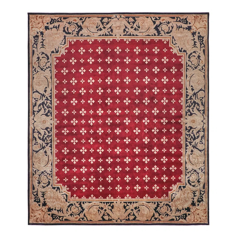 EXQUISITE RUGS One-of-a-Kind 9'1" X 10' Wool Area Rug Red/Black/Brown
