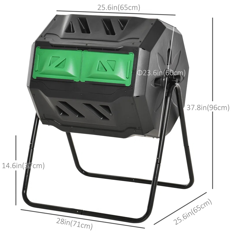 Outsunny 42.3 Gallons Outdoor Tumbler Composter with Latching Lid
