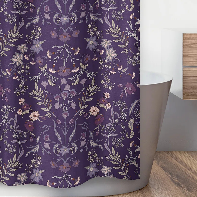 Sweet Jojo Designs Boho Floral Wildflower Plum Purple Single Shower Curtain by Sweet Jojo Designs