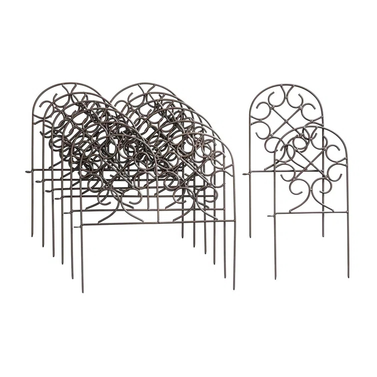 Evergreen Enterprises, Inc 18'' H x 120'' W Scrollwork Wrought Iron Edging with Ground Stakes and Gunmetal Finish