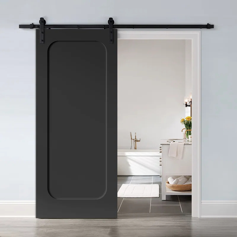 Calhome Curved 1 Panel Shaker Painted Composite Modern Interior Sliding Barn Door with Hardware Kit