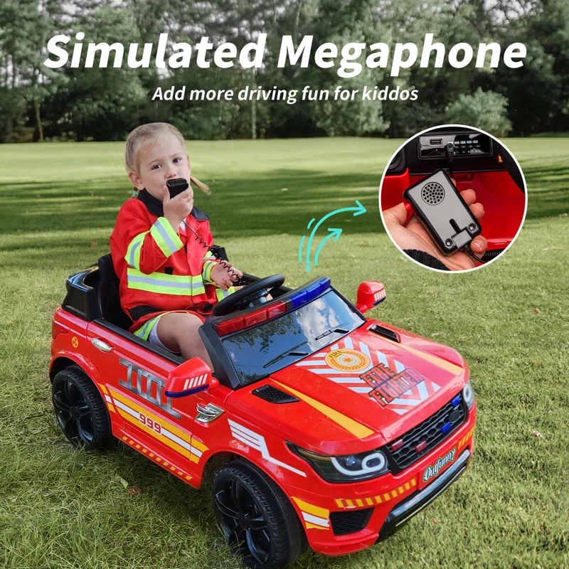 Outfunny Electric Police Car for Kids, 12 Volt Kids Ride on Toy Car with Remote Control, Bluetooth, Megaphone