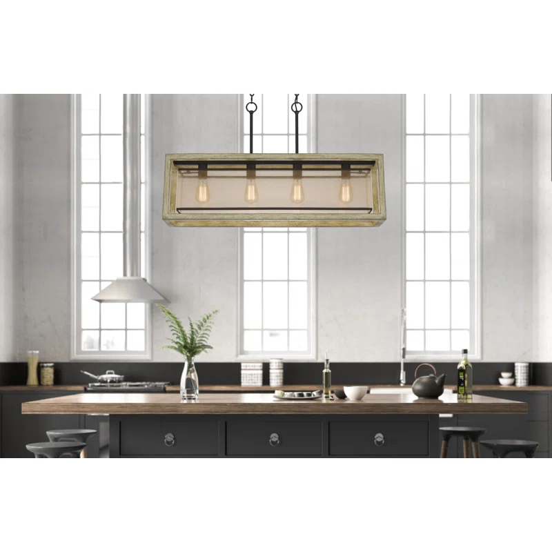4 - Light Dimmable Kitchen Island Square / Rectangle Chandelier