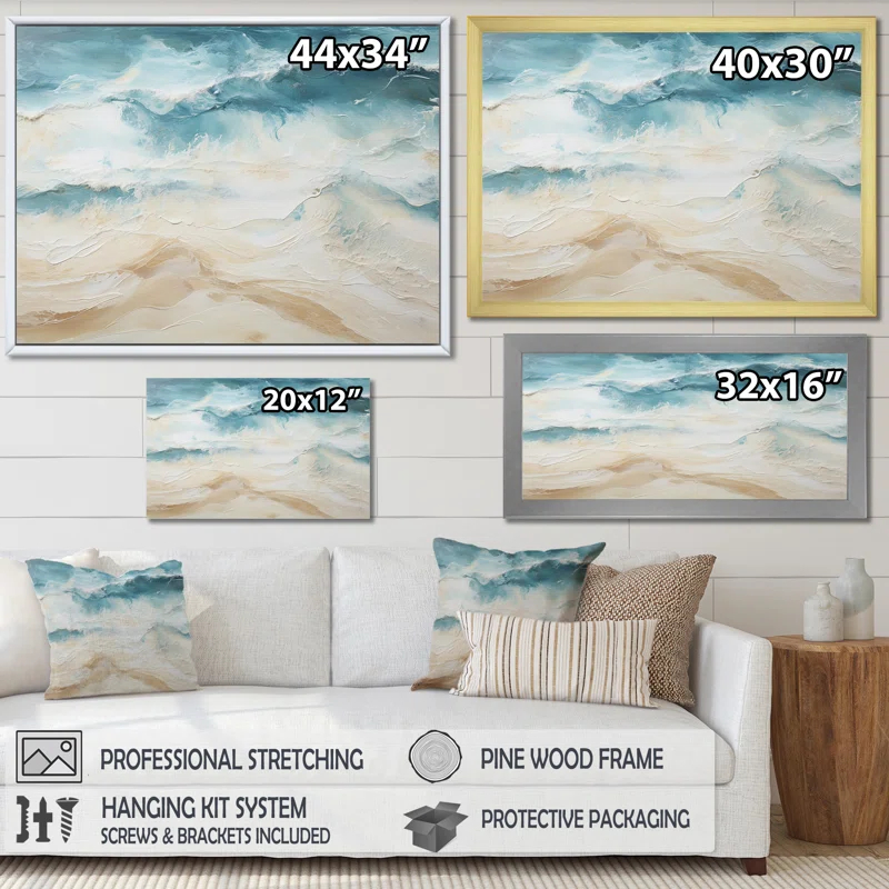 Design Art " Modern Coastal Beige And Blue Beach I "