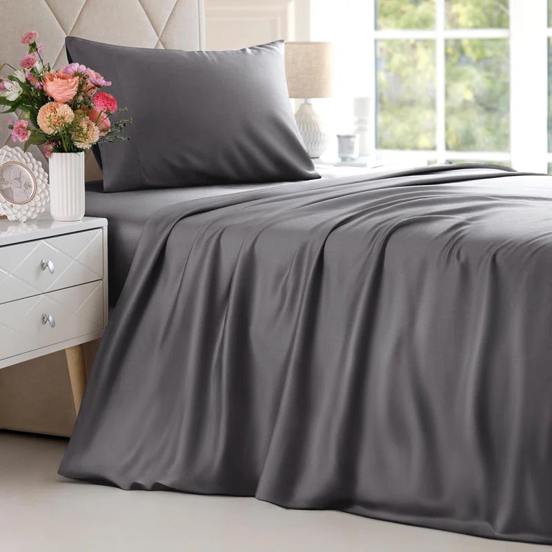 CGK Linens Premium Rayon From Bamboo 4 Piece Deep Pocket Ultra Soft & Cooling Sheet Set