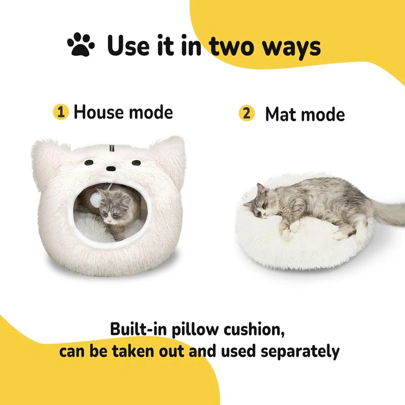 Cat Bed for Indoor Cats Washable Cute Warm Cat Cave