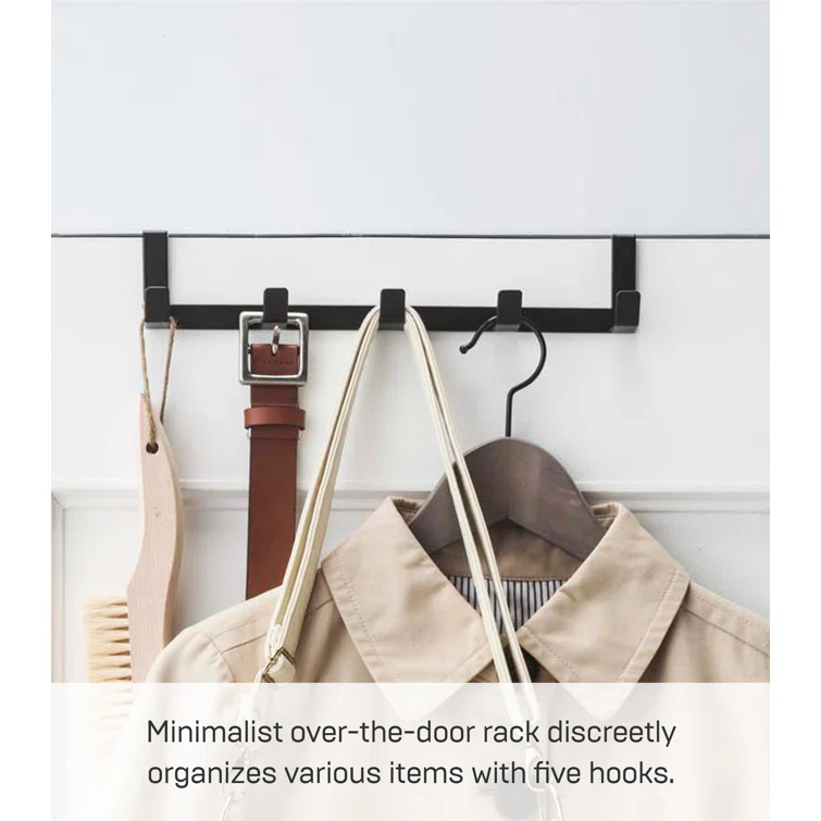 Yamazaki Home Over The Door Hooks - Hanging Coat Rack, Steel, Wide, Over-the-Door