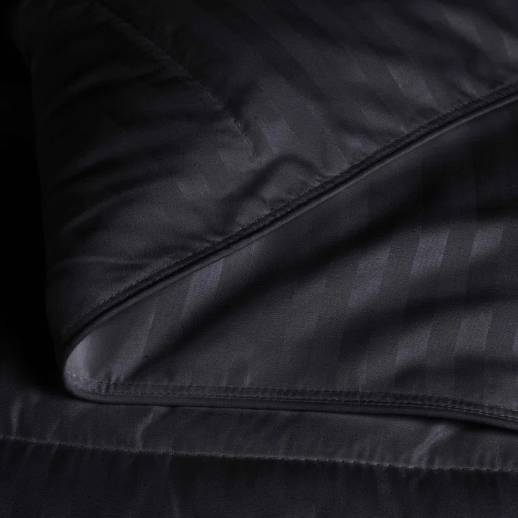 Superior Striped Reversible Box-Quilt Brushed Microfiber Medium Weight Down Alternative Comforter