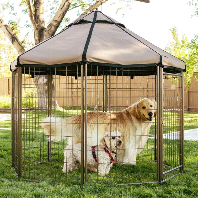 PET GAZEBO Pet Gazebo Dog Kennel Play Pen with Market Top Canopy