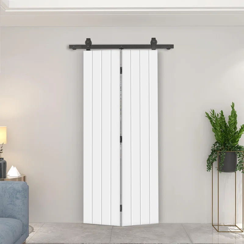 Calhome Modern Bi-Fold Barn Door with Sliding Hardware Kit