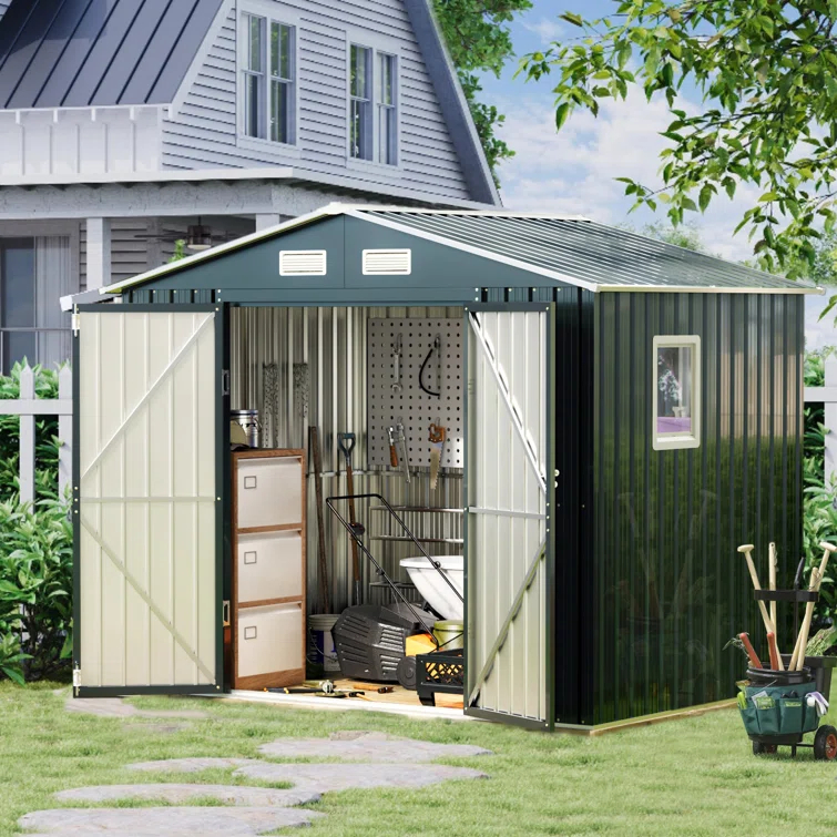 LAVRE 10X12 FT Outdoor Metal Storage Shed with Windows