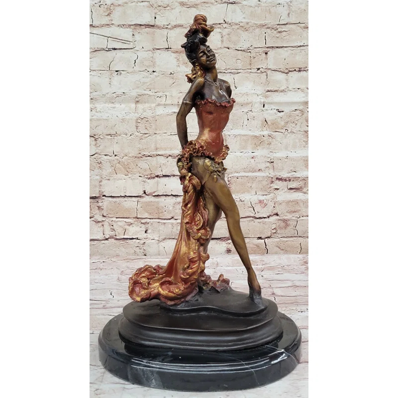 Williston Forge Wild West Saloon Courtesan Girl 19Th Century Woman In Colorful Corset Bronze Statue Sculpture 15 Inches X 9 Inches