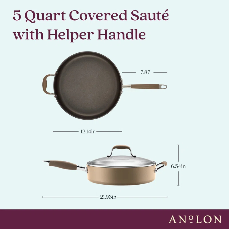 Anolon Anolon Advanced Home Hard Anodized Nonstick Sauté Pan with Helper Handle and Lid, 5 Quart