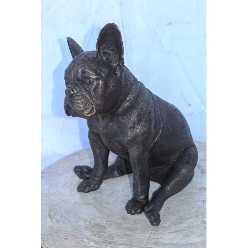 NIFAO Nifao Collection Bronze Statue of French Bulldog Sitting, Elegant Canine Decor 12" x 12" x 17"H