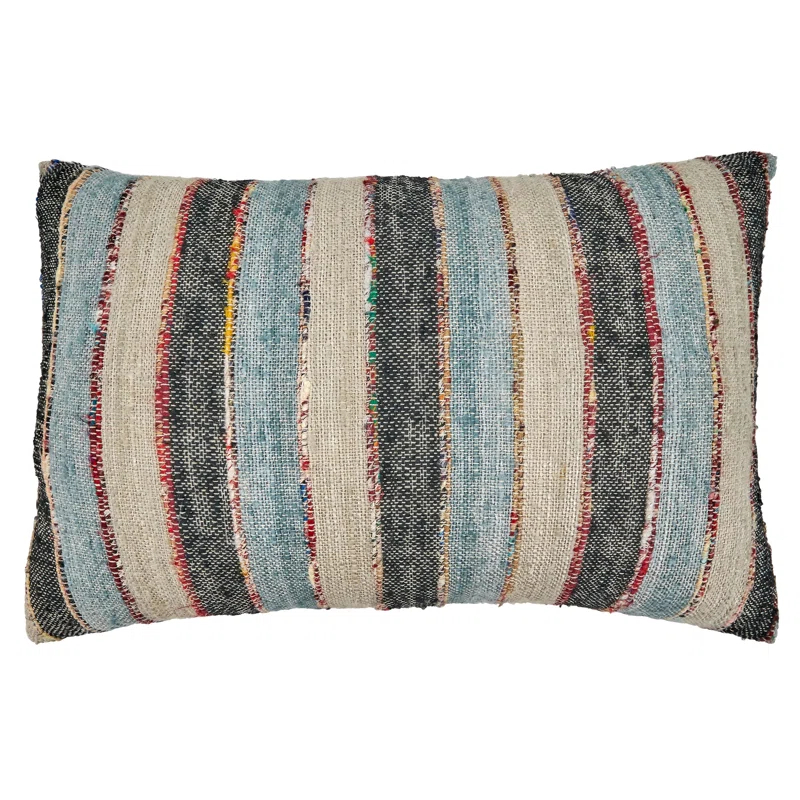 Saro Lynn Collection Striped Cotton Pillow Cover