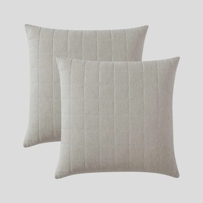 Calvin Klein Calvin Klein Melange Flannel Cotton Solid 2 Piece Euro Sham Set
