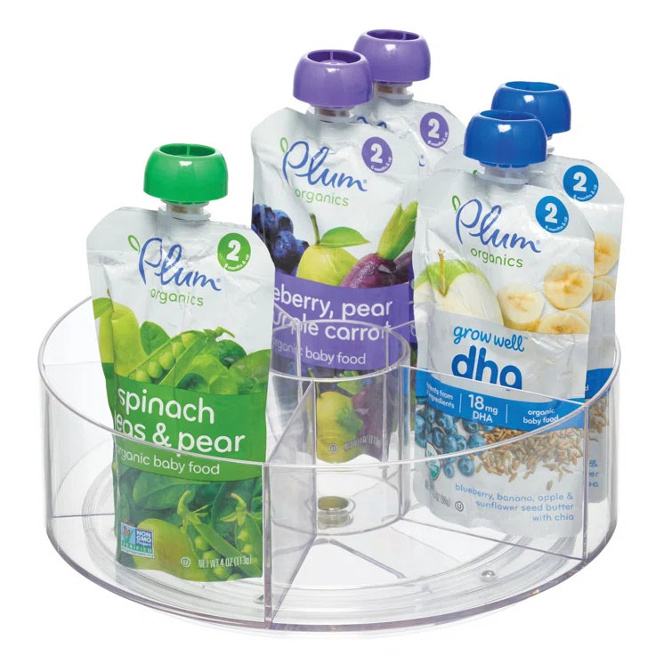 iDesign iDesign Cabinet Binz 9" Divided Rotating Turntable Tea Packet Organizer, Clear