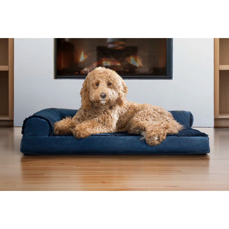 FurHaven Plush & Velvet Deluxe L-Chaise Orthopedic Pet Bed