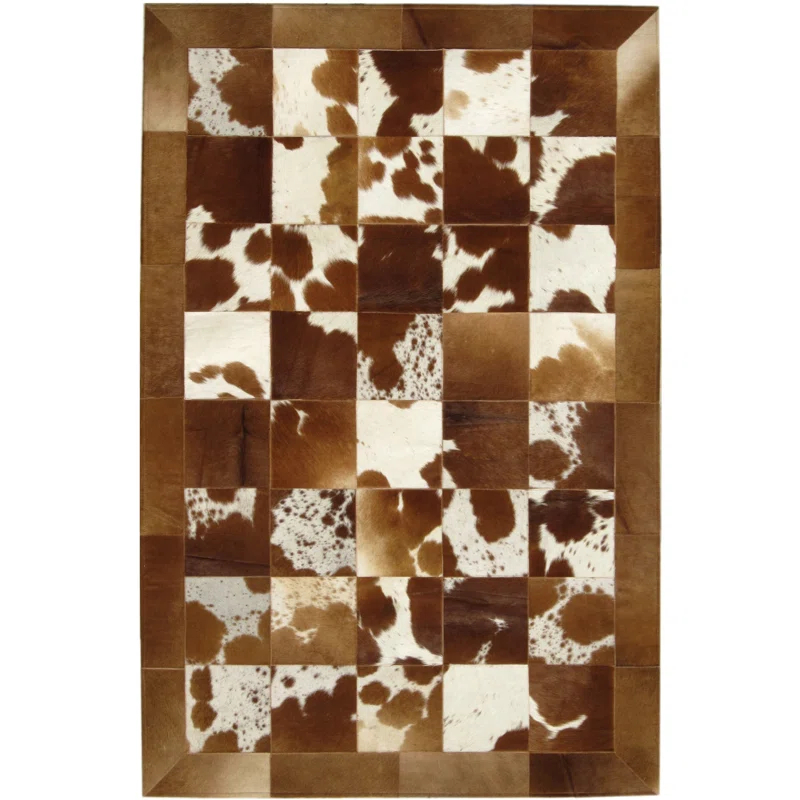 Madisons Inc Patchwork Handmade Cowhide Natural Brown Area Rug