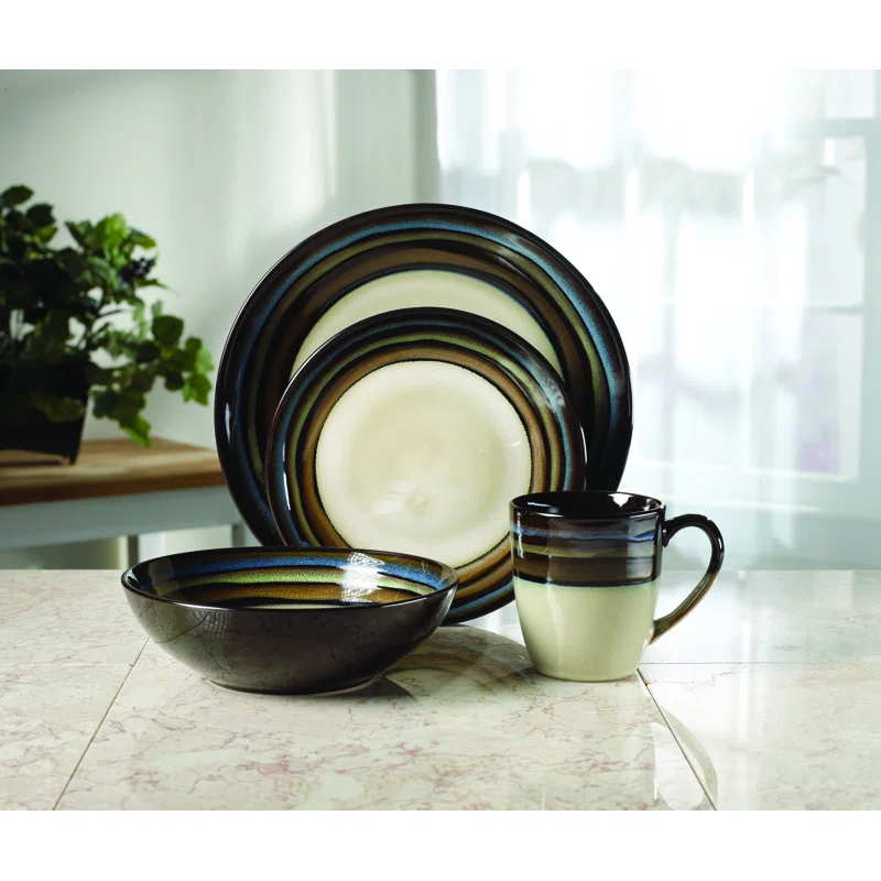 Pfaltzgraff Pfaltzgraff Galaxy Blue 16-Piece Stoneware Dinnerware Set, Service for 4