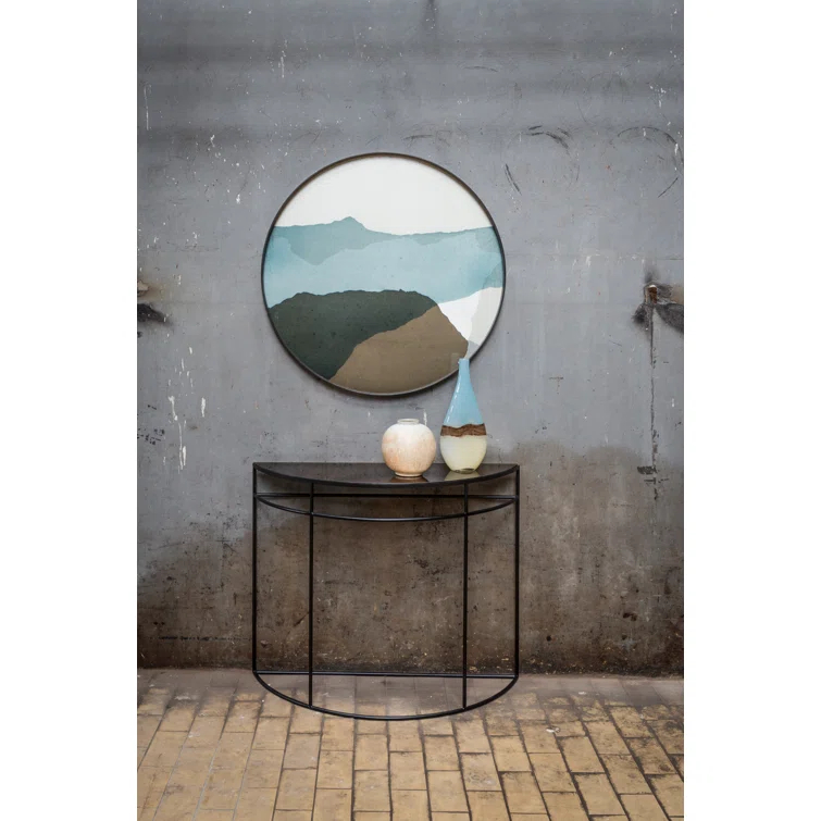 Wabi Sabi Graphite Round Glass Tray with Autumn Tones