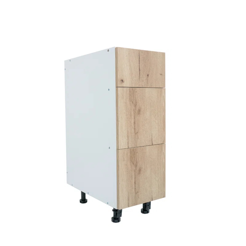 Cambridge 17 34.5'' H Ready to assemble Light Oak Vanity Base Kitchen Cabinet, 3 Drawer