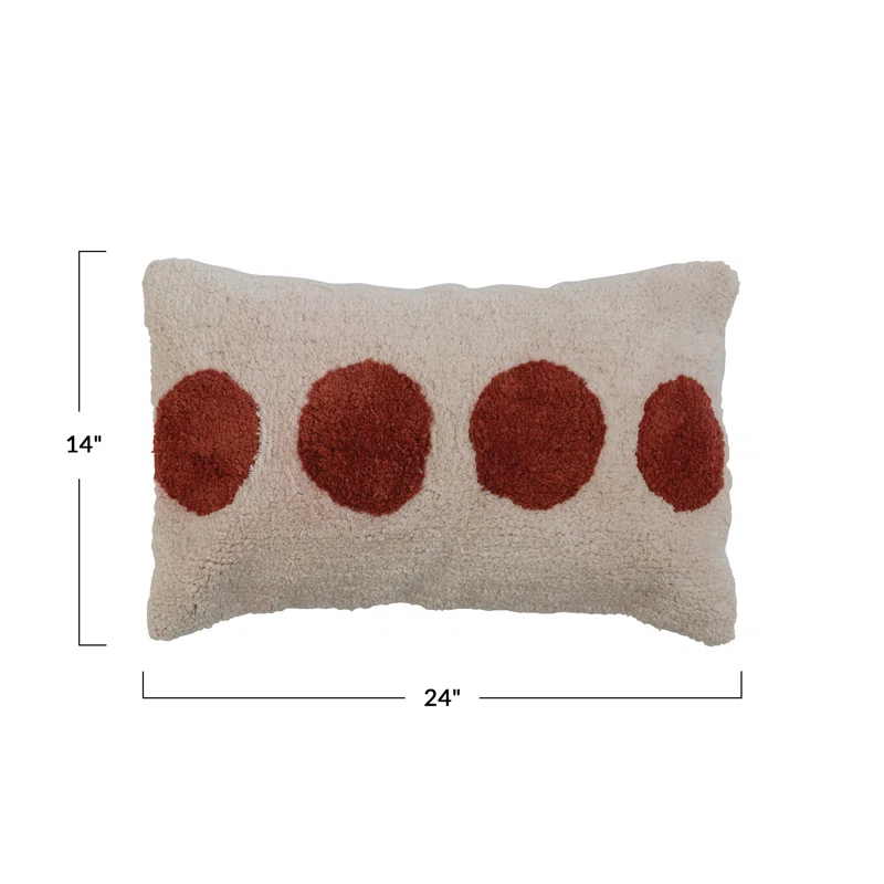 Creative Co-Op Fuzzy Dot Textiles Polka Dots Cotton Throw Pillow