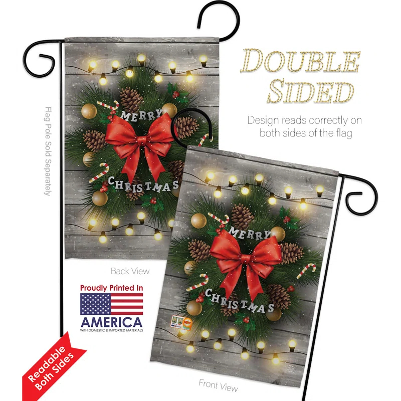 Ornament Collection Double Sided 18.5'' H x 13'' W Polyester Christmas Flag Set