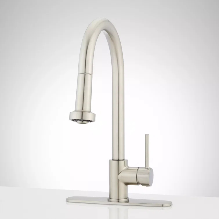 Signature Hardware Ridgeway Single Hole Pull Down Touchless Kitchen Faucet with Deck Plate 482397