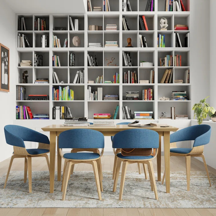 Lowell Bentwood Upholstered Dining Chair with Curved Backrest in Mid-Century Modern Style