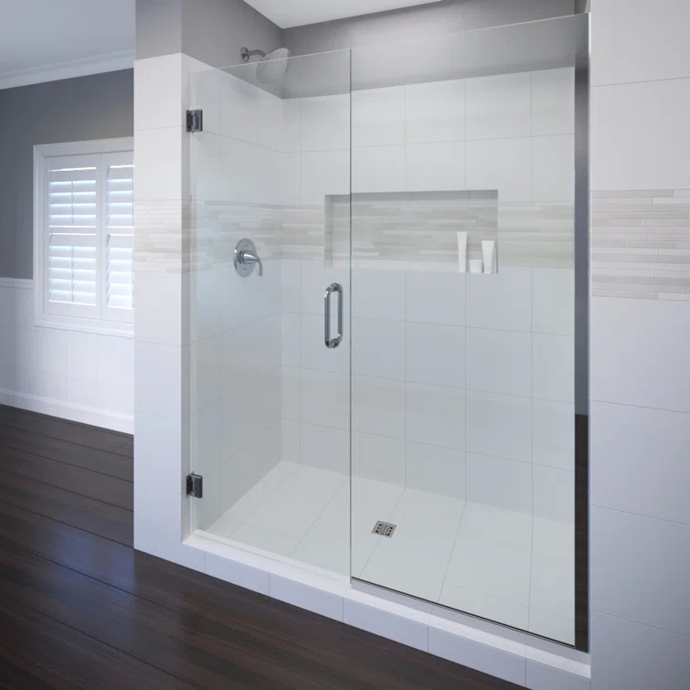 Basco Celesta 57" W x 72" H Hinged Frameless Shower Door CELA9355872XPSV