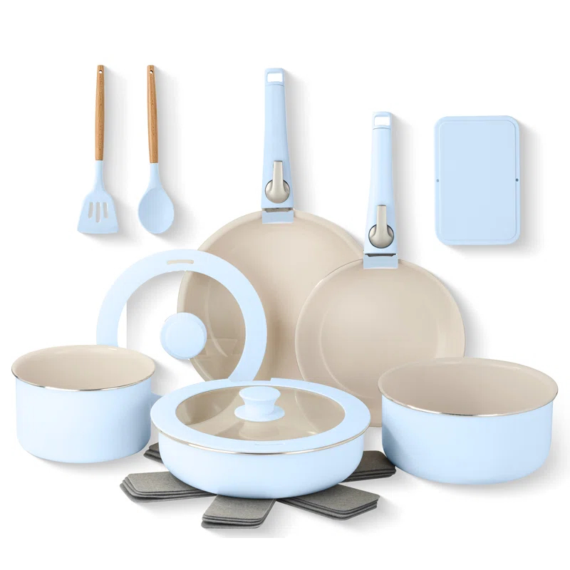 Gotham Steel Gotham Steel 18 Piece Detachable Handle Ceramic Nonstick Cookware Set
