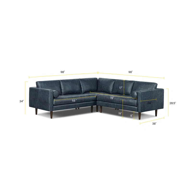Poly & Bark Napa Corner Sectional in Full-Grain Genuine Italian Leather