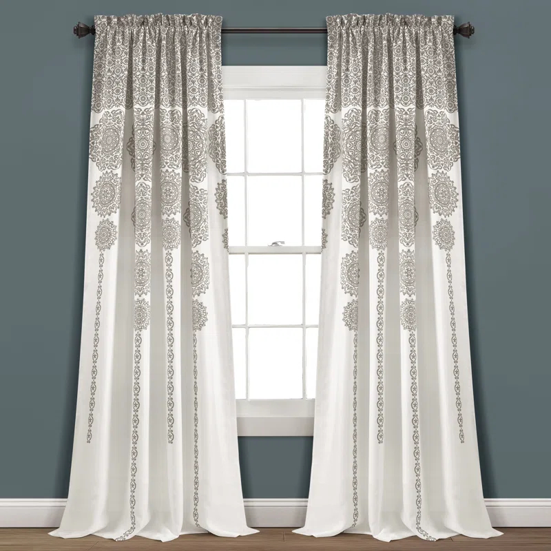 Lush Decor Stripe Medallion Polyester Room Darkening Curtain Pair (Set of 2)