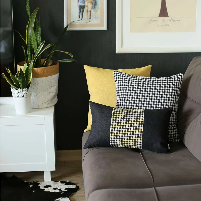 Mike&Co. New York Boho-Chic Houndstooth Reversible Pillow Cover