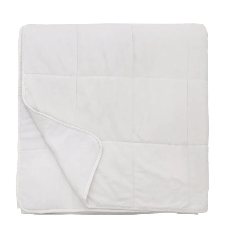 Amsterdam Cotton Velvet Coverlet by Pom Pom at Home - White / Twin