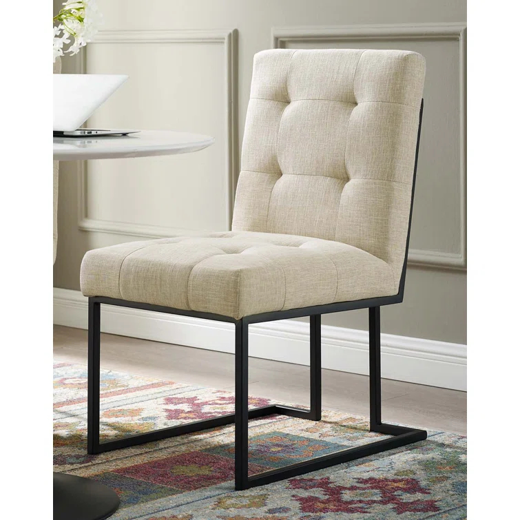 Modway Privy Black Stainless Steel Upholstered Fabric Dining Chair by Modway