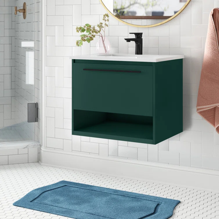 Wade Logan® Roman 24'' Single Bathroom Vanity with Engineered Marble Top