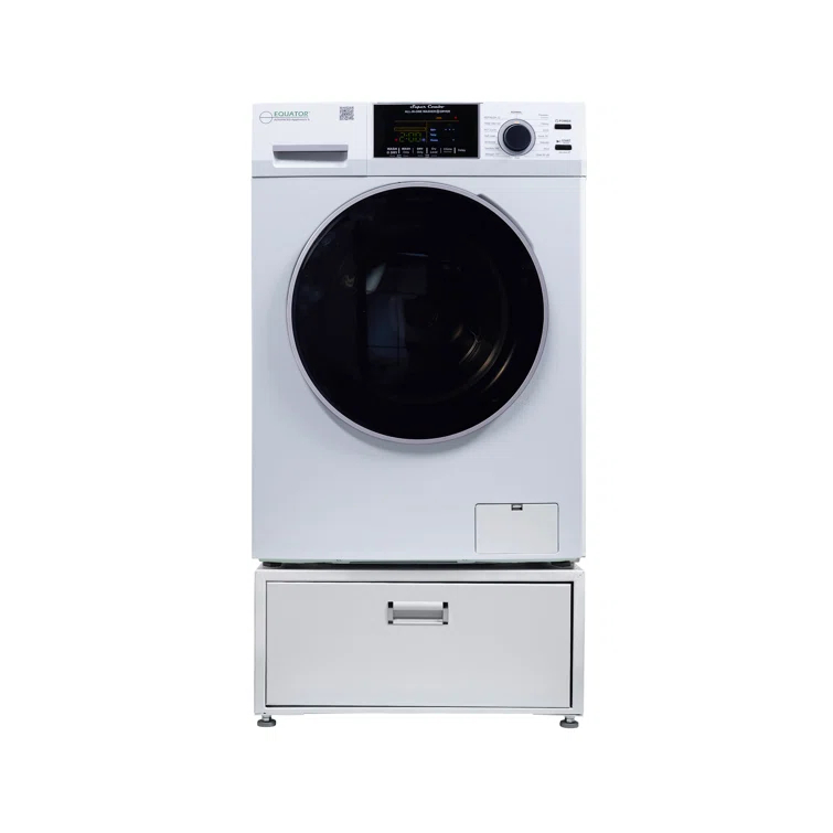 Equator Advanced Appliances Equator All-in-one Washer Dryer Ventless FULLY BUILTIN 0-CLEARANCE 1.62cf/15lbs 110V 1400RPM + Pedestal EZ 4700 C + PDL 4455 White