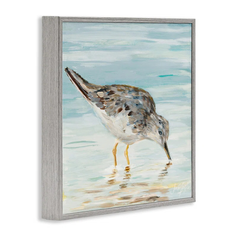 Stupell Industries Sandpiper Hunting on Beach Coast Shallow Nautical Waters Graphic Art